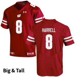 Men's Wisconsin Badgers NCAA #8 Deron Harrell Red Authentic Under Armour Big & Tall Stitched College Football Jersey YR31E72TK